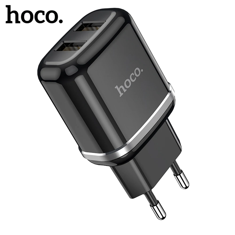 Hoco Dual USB EU Wall Travel Charger For Xiaomi Redmi Note 10 8 9 Pro 5V 2.4A Normal Charger Adapter For Samsung Galaxy A51 A71