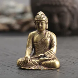 Solid Copper Amitabha Buddha Statue Home Decorations Brass Sculptures Vintage Living Room Office Desk Decor Miniature Figurine