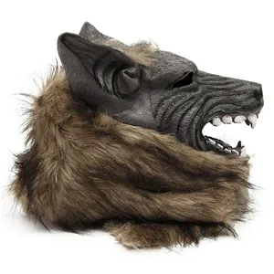 Halloween Gummi Lobe Lobe Wolf Kopf Haarmaske Wolf Handschuhe Bauerndparty Kostüm Dekoration Tier Tiere Gesichtsmaske Voll Cosplay Fantasy Fantasie 8 Hauptverkaufswolf Boca - №8