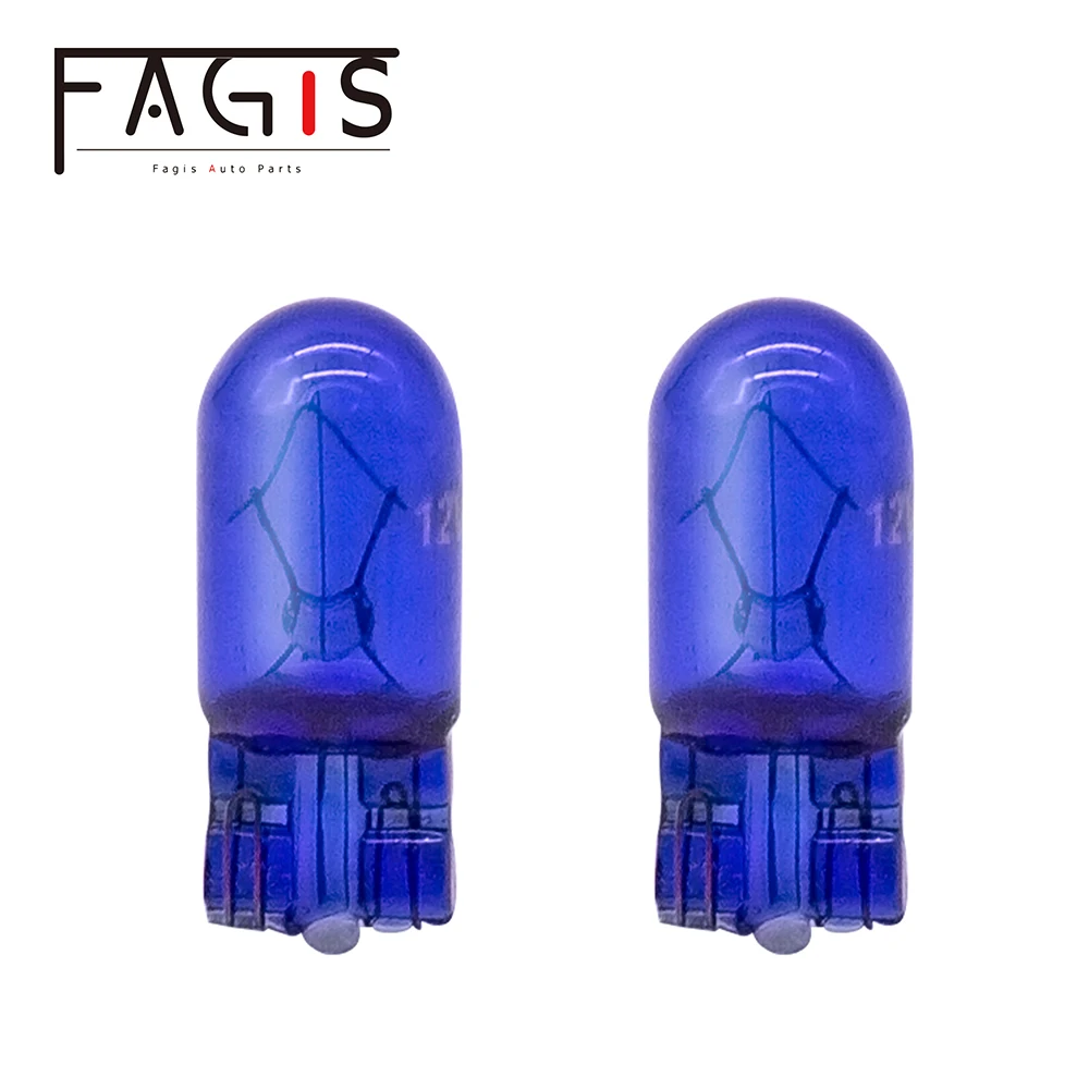 Fagis 10 قطعة T10 W5W 194 168 الطبيعية الأزرق أسافين 12 فولت 5 واط الهالوجين إشارة مصابيح سوبر الأبيض أداة ضوء مصابيح للقراءة