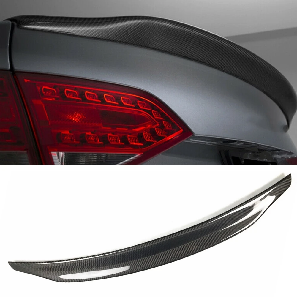 For AUDI A4 B8 2013-2016 Rear Spoiler Wing Cat Style Real Carbon Fiber Car Tailgate Lid Trunk Flap Decklid Trim Splitter Lip Kit