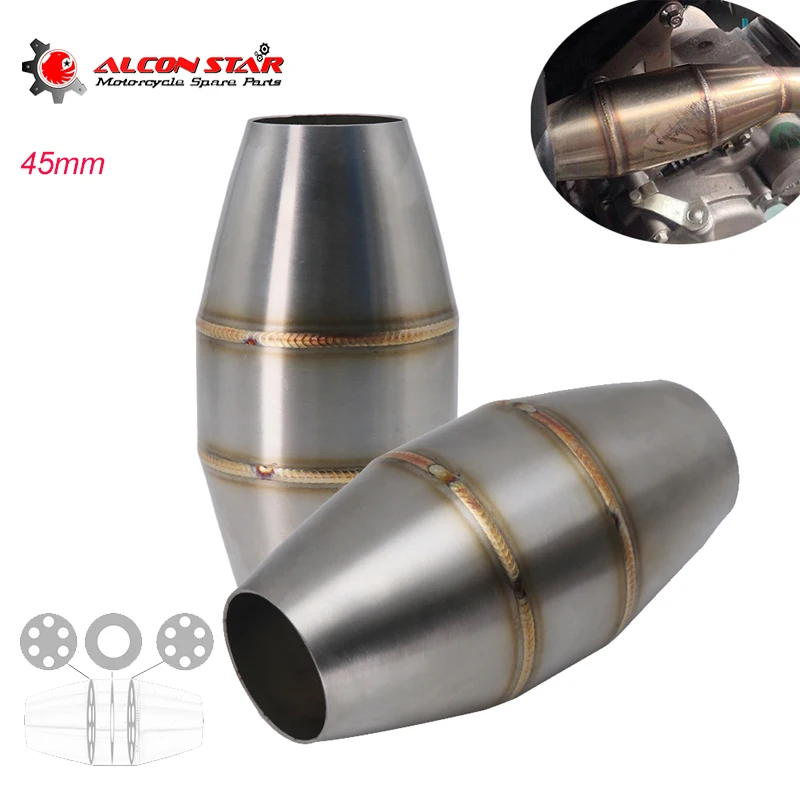 Alconstar 45mm Catalyst Expansion Chamber Modified Muffler Plug Motorcycle Exhaust Pipe Rear Pressure Pack Exhaust Expansion