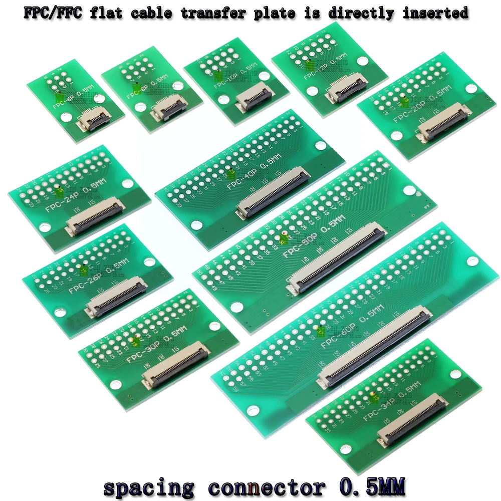 

1PCS/LOT FPC/FFC flat cable transfer plate is directly inserted DIY 0.5 mm spacing connector 6P/8P/10P12P//20P/24P/30P/40P/60P