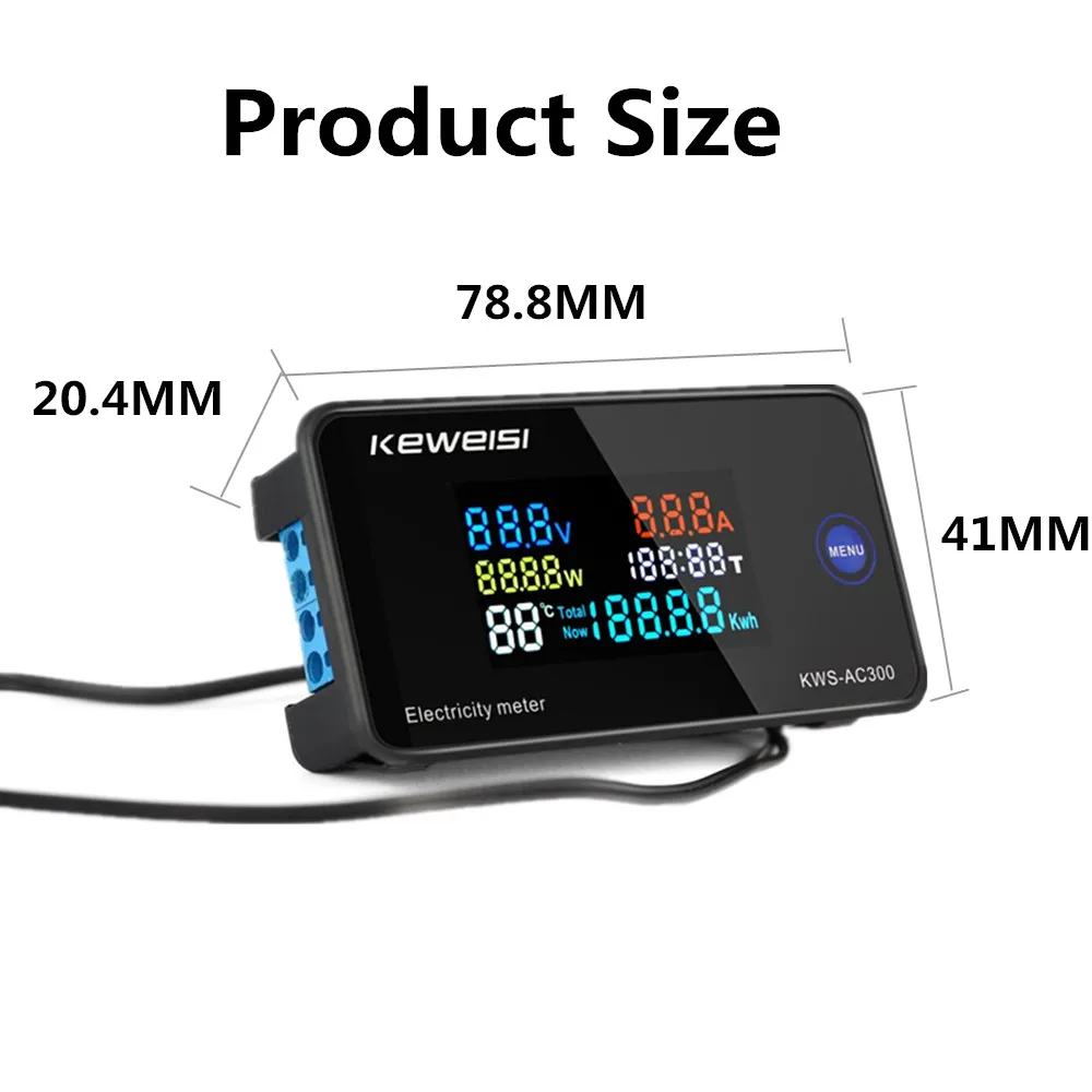 KWS-AC300 Voltímetro digital, AC 50-300V, tensão 45-65Hz, medidor de energia, wattímetro LED, 0-100A Detector, -40%