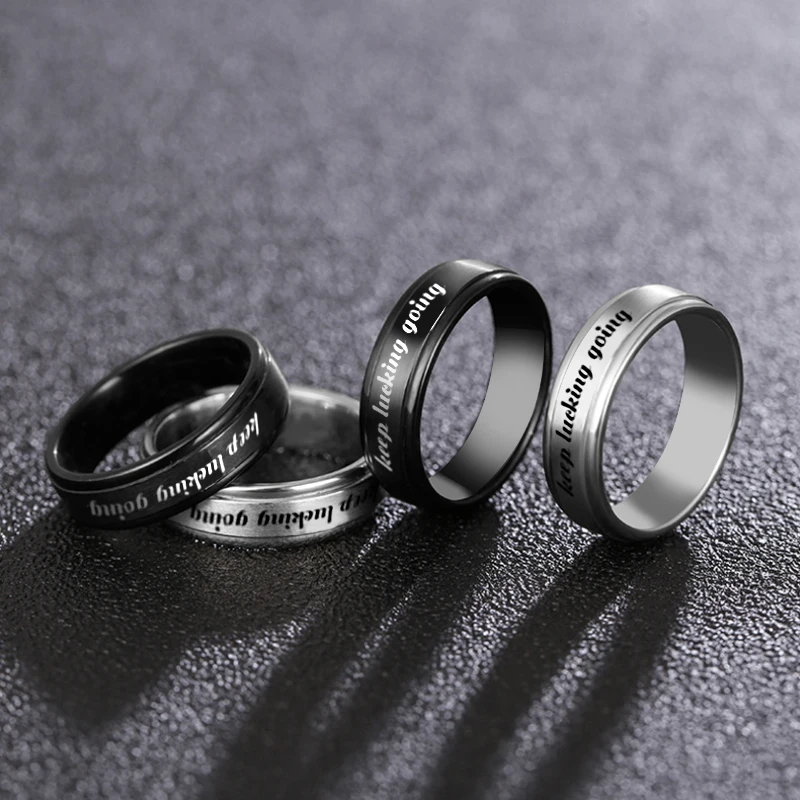 New men and women titanium steel rings, keep lueking going, fashion jewelry