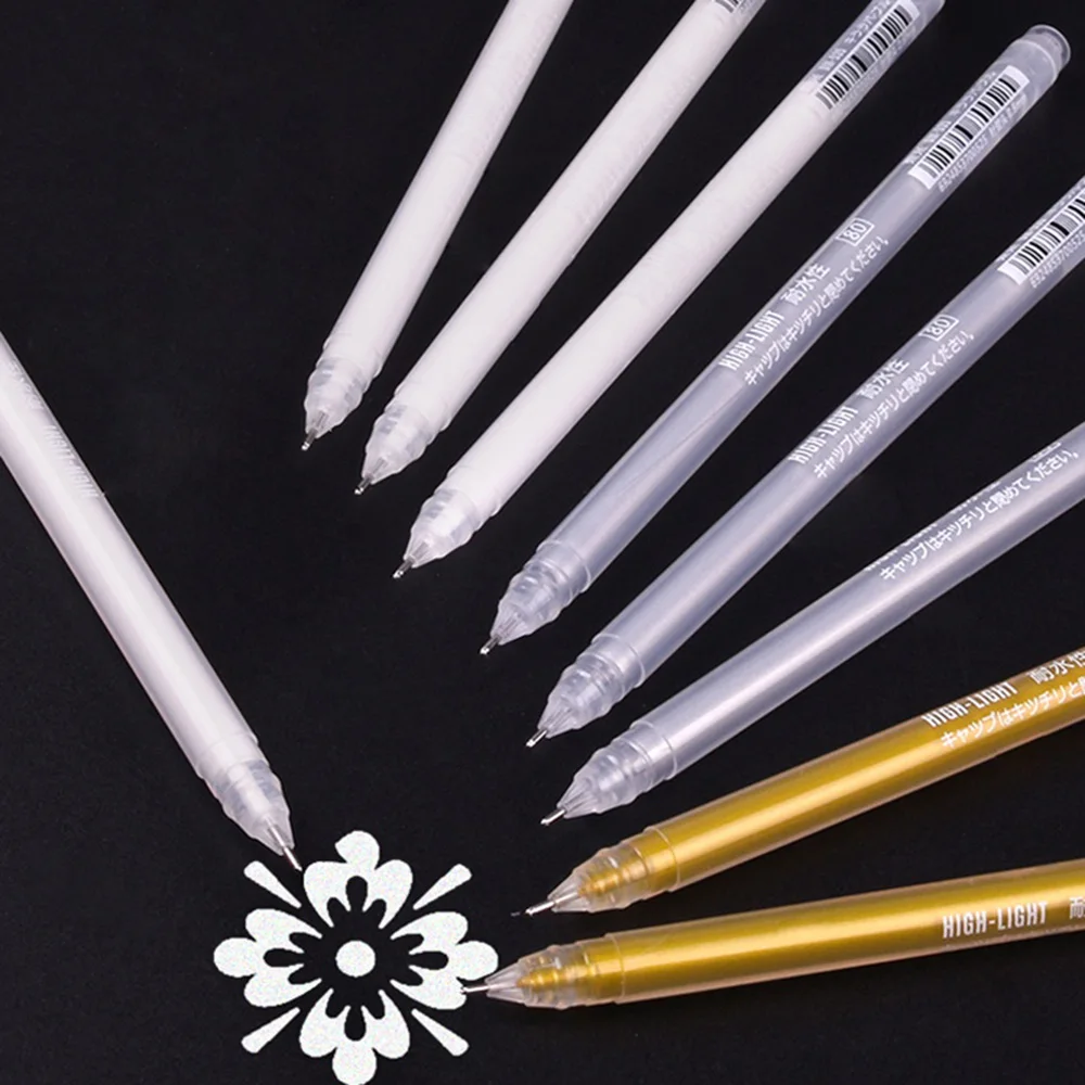 3/9pcs 0.6mm Highlighter Sketch Markers Pens White Paint Gel Pen for Art Marker Manga Painting Fine Liner Pen