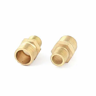 Water Oil Air Gas Fuel 1/4BSP to 1/8BSP Male Brass Hex Nipple Fitting 2pcs