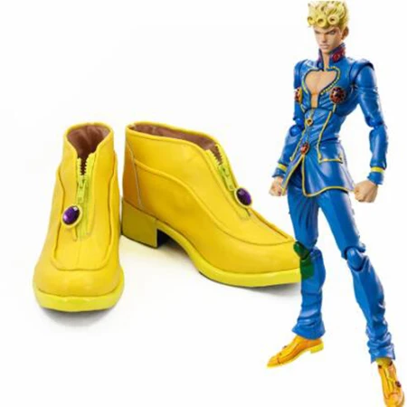 Botas de JoJo's Bizarre Adventure para hombre, zapatos de Cosplay de Giorno de viento dorado, amarillo, accesorios personalizados para fiesta de Halloween