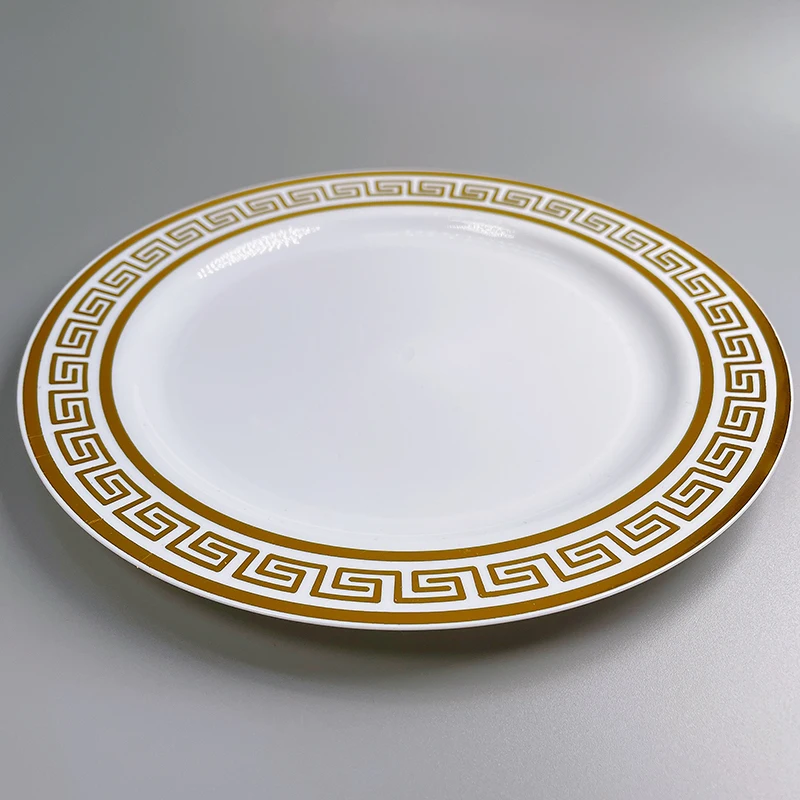 10 Pieces x Home Party Wedding Reuseable Tableware Supplies Golden Rim Round Dessert Plate