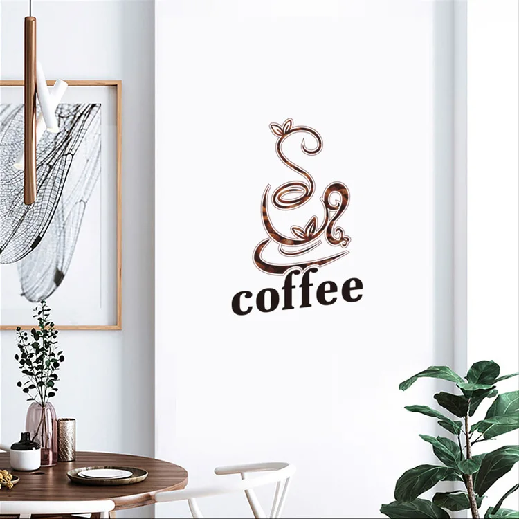 Kreativer Kaffeetassen-Wandaufkleber für Wohnzimmer, Küche, Dekoration, Tapete, Fenster, Glas, Dekor, selbstklebendes, individuelles Wandbild – Detail 2