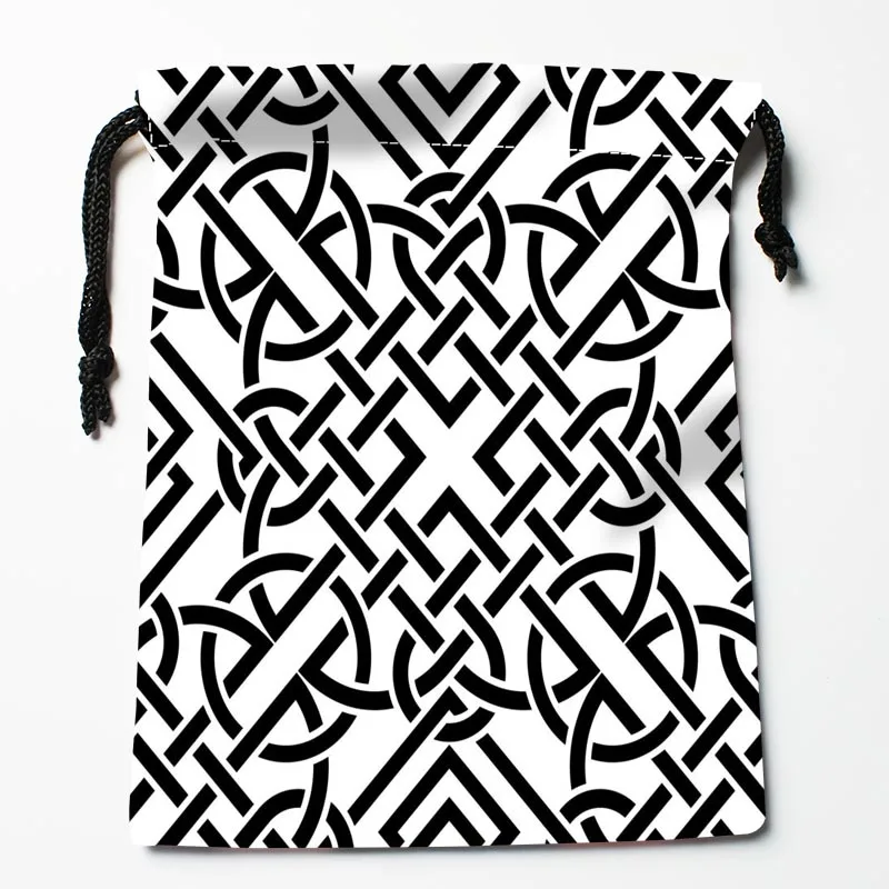 Nice Custom Black and White Pattern Printed Satin Storage Bag Drawstring Gift Bags More Size storage Custom Your Image 18*22cm image 6