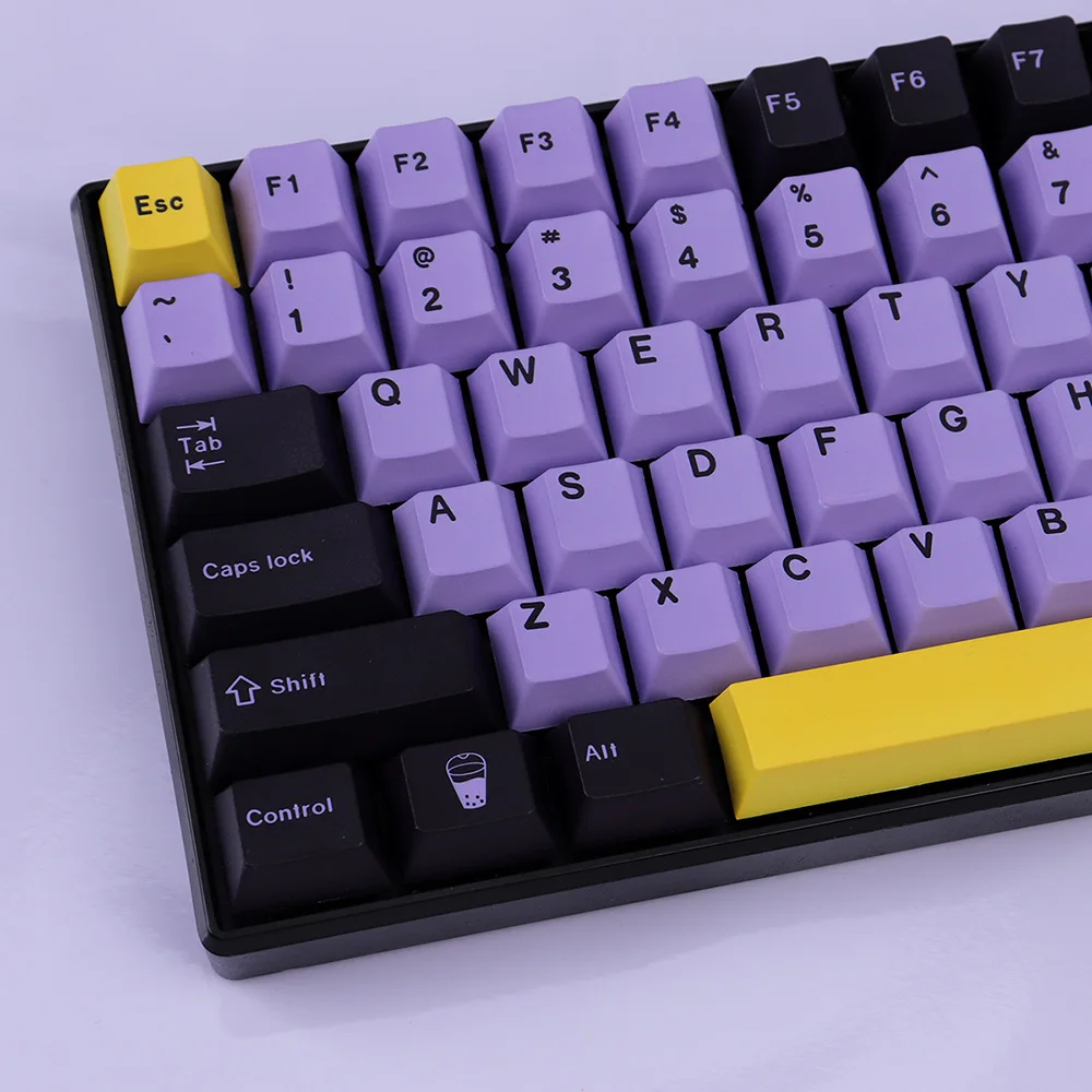 GMK Taro-Juego grande de teclas con tema, teclas PBT Cherry Profile DYE-SUB para teclado mecánico para jugar MX Switch, color morado y amarillo