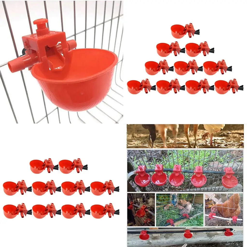 10/20pcs/Set Automatic Bird Coop Feed Poultry Water Drinking Cups Plastic Chicken Fowl Drinker Cups Hanging Chicken Farm Tool