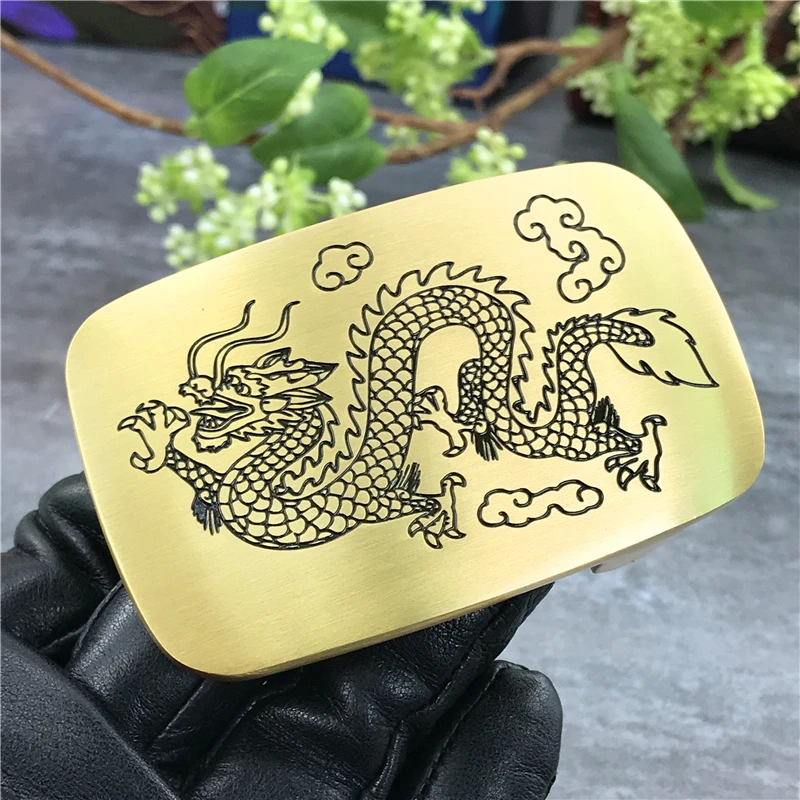 Luxury Dragon Solid Brass Belt Buckles For Men Belt Waist Buckle For Belt DIY Accessories Leather Craft Men Buckle Belt BK0017