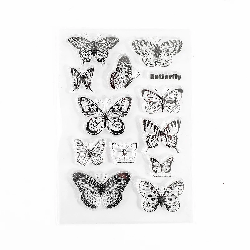 16Styles Alphabet plant butterfly CLEAR STAMPS Cutting Dies Scrapbook Card Paper Craft Silicon Rubber Roller Transparent Stamps