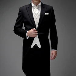 3 Piece Man Tailcoat for Formal Wedding Groomsmen Tuxedos 2023 Classic Peak Lapel One Button Solid Male Suit (Jacket+Pants+Vest)