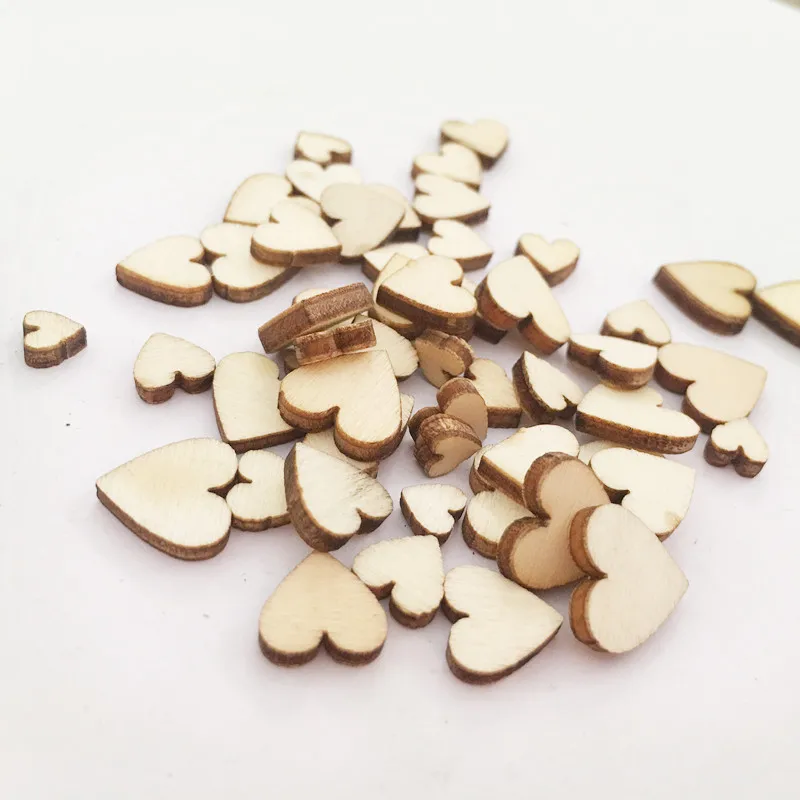 

100PCS/Pack 6/8/10/12MM Peach Hearts Wooden Chip Patch DIY Decoration Materials Package Craft Supplies Unfinished Wooden Toys