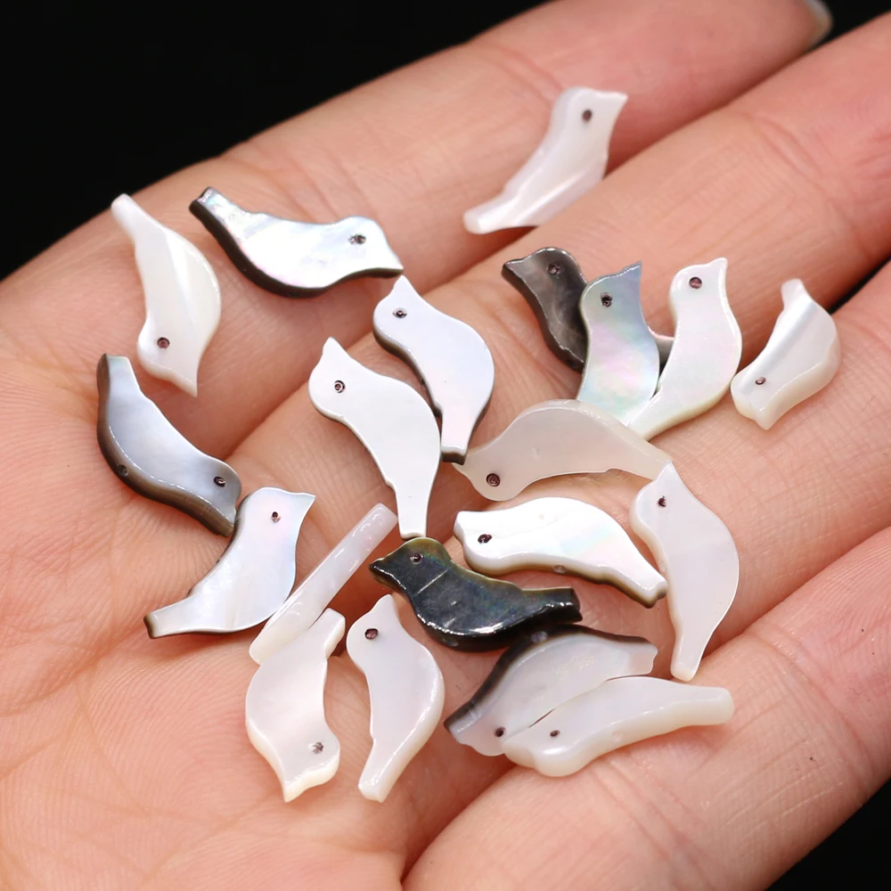 10pcs Natural White Shell Beads Lucky Bird Shape Mother of Pearl Loose Beads For Jewelry Making DIY Necklace Earring Gift 6x15mm