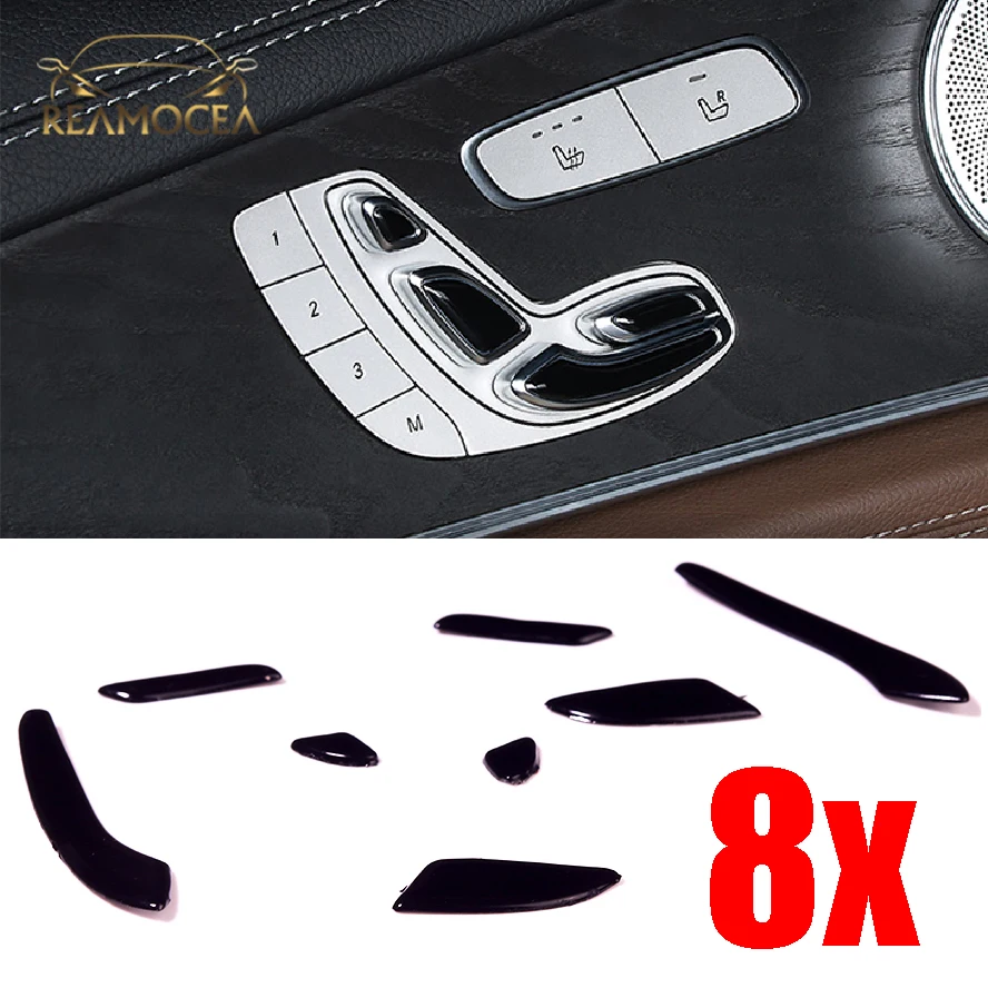 

Reamocea 8Pcs Black Car Door Seat Adjust Button Switch Cover Trim Sticker For Mercedes Benz E Class 16-22 C 2015-2021 GLC 15-22