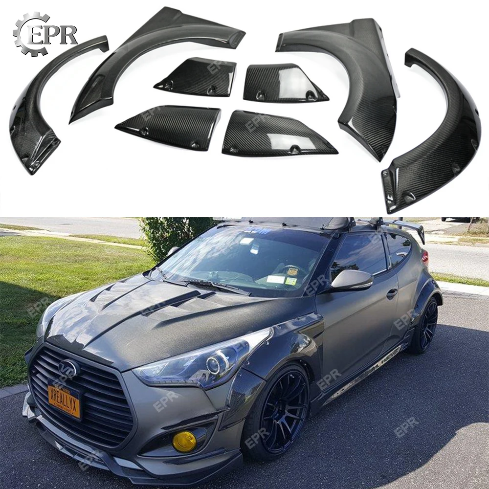 

Carbon Fender Sets(8pcs) For Hyundai Veloster Carbon Fiber EGR Style Front & Rear Fender Flares Tuning Trim Accessories Veloster