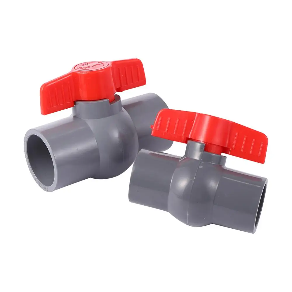 Grey PVC Plastic Slip End Ball Valve 20/25/32/40mm Inner Diameter 2Way Water flow controller Valve Switch Garden Irrigation Tool