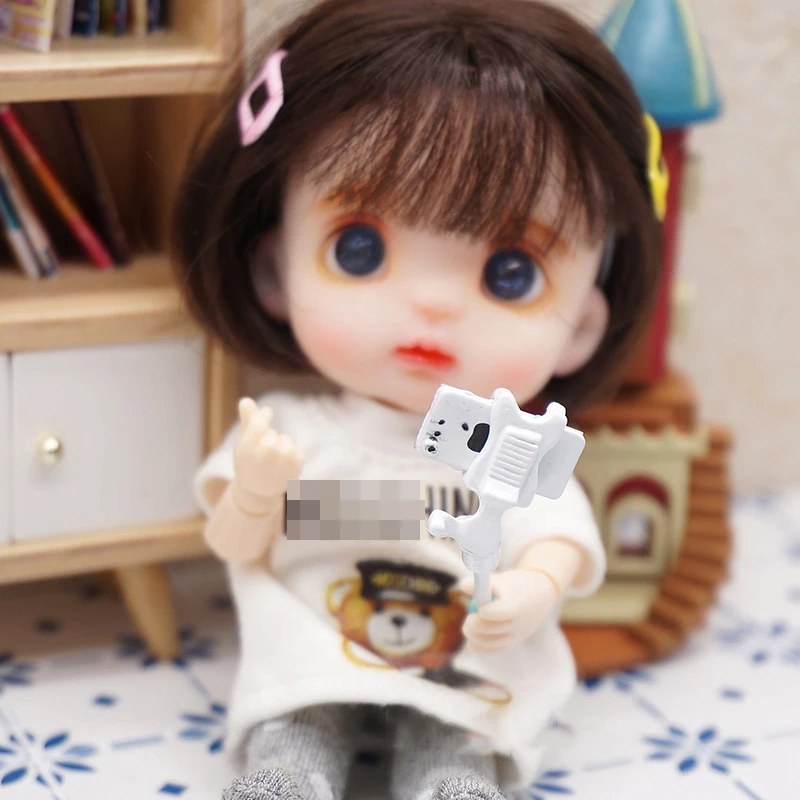 1/12 Miniature Dollhouse Selfie Stick Mobile Phone Mini Laptop for Pretend Play Blyth OB11 BJD Doll House Decoration Accessories