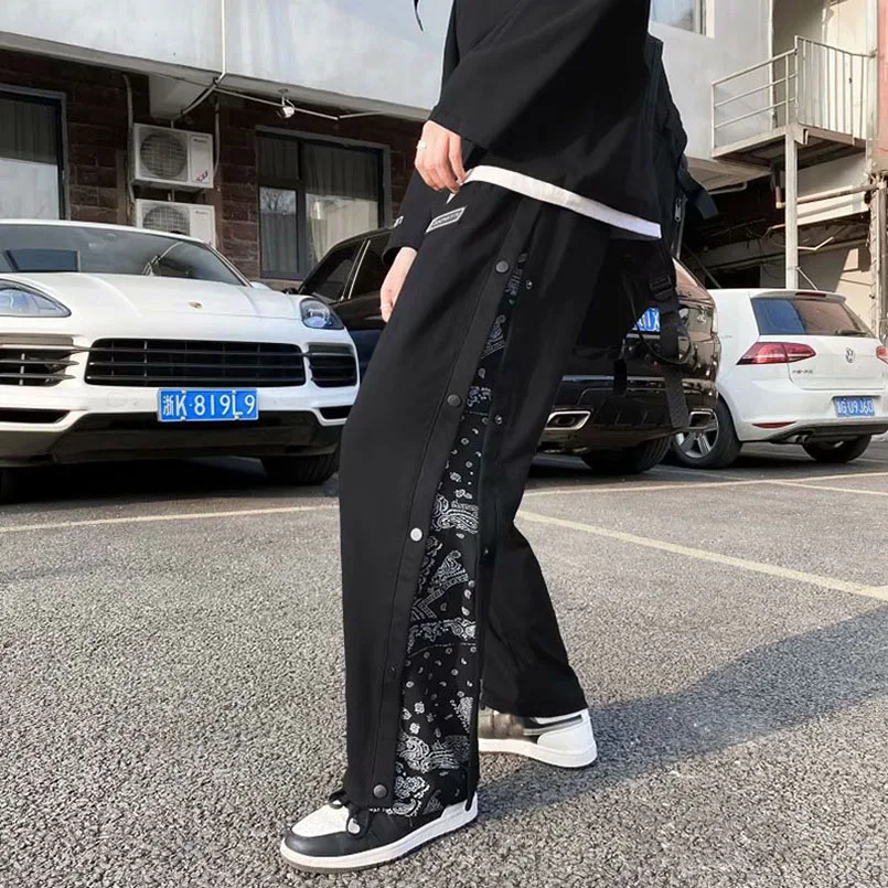 

Men's Patchwork Sweatpants Bandana Printed Joggers Knitted Fashion Streetwear Loose Casual Tracksuit Jogging pants