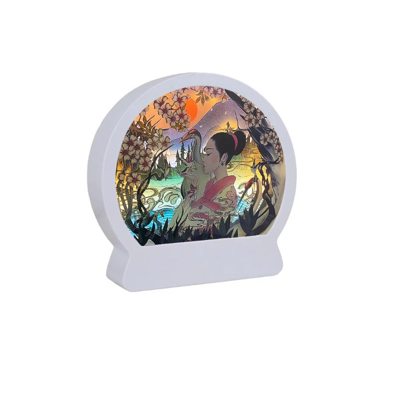 

2021 Chinese Style best selling plastic frame round shape 3d photo frame home decoration papercut light box