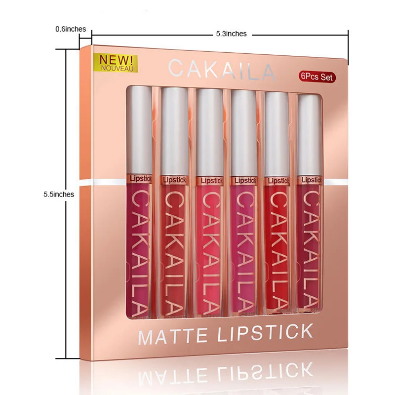 6PCS/SET Liquid Lipstick Matte No-stick Cup Long Lasting Lipgloss Waterproof Moisturizer Lip Glosses Makeup Velvet Beauty