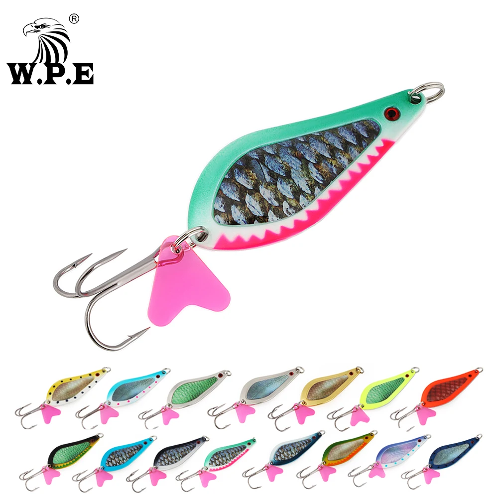 W.P.E Spinner Fishing Lure Metal Spoon Fish Lures 1pcs 21g/24g/32g  Pike Bass Trout Artificial Bait Fishing Tackle Pesca