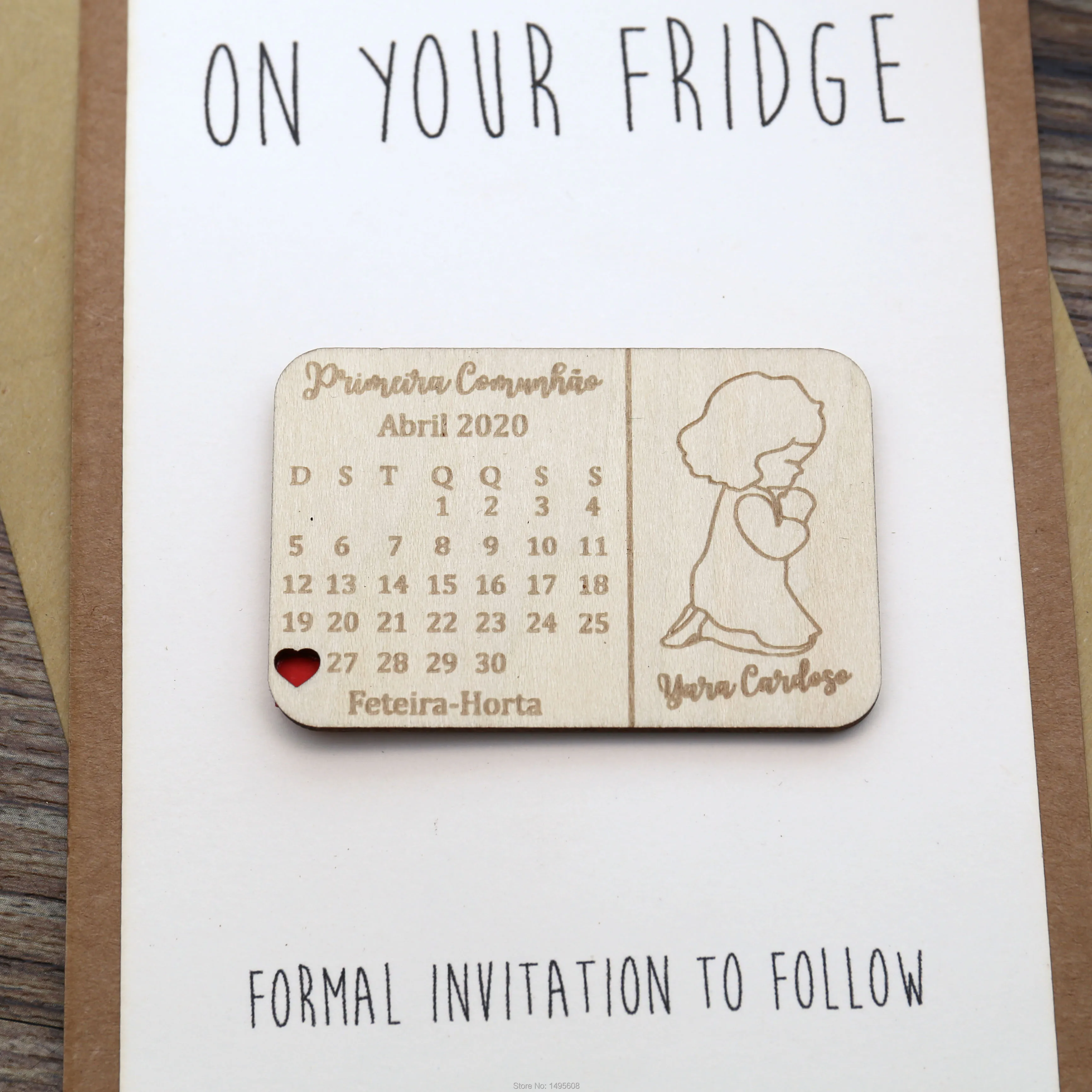 

Personalized first communion Save the Date Wood Magnets,Unique Engraved Wood Gifts for Guests,baby Souvenirs gift for communion