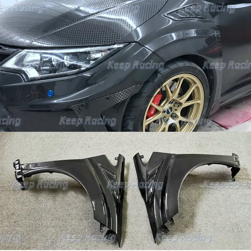 Auto Part OE Style Carbon Fiber Front Fender For Honda 15-17 Civic FK2 Type R Glossy Finish OEM Arch Flare With Air Vent Garnish