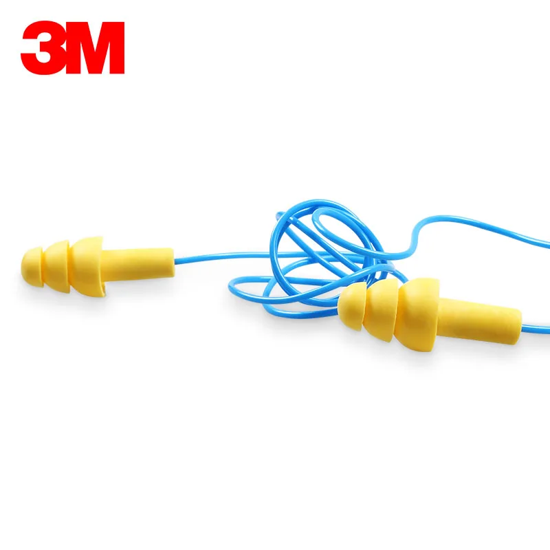 10pcs 3M 340-4004 noise earplugs Christmas tree shape earplugs yellow With lines Learn Sleep jobs ear plugs