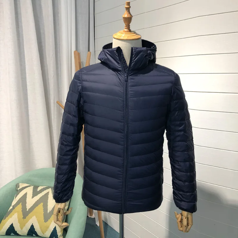 Chaqueta con capucha de plumón de pato para hombre, abrigo de invierno y otoño, chaquetas ultraligeras, prendas de vestir cálidas, Parkas, ropa de campaña al aire libre 90%