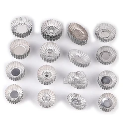 10pcs/lot Various Wavy Fluted Edge Round Flower Oval Boat Shape Aluminium Tart Mould Jelly Pudding Cup Mold Pans DIY Baking Tool