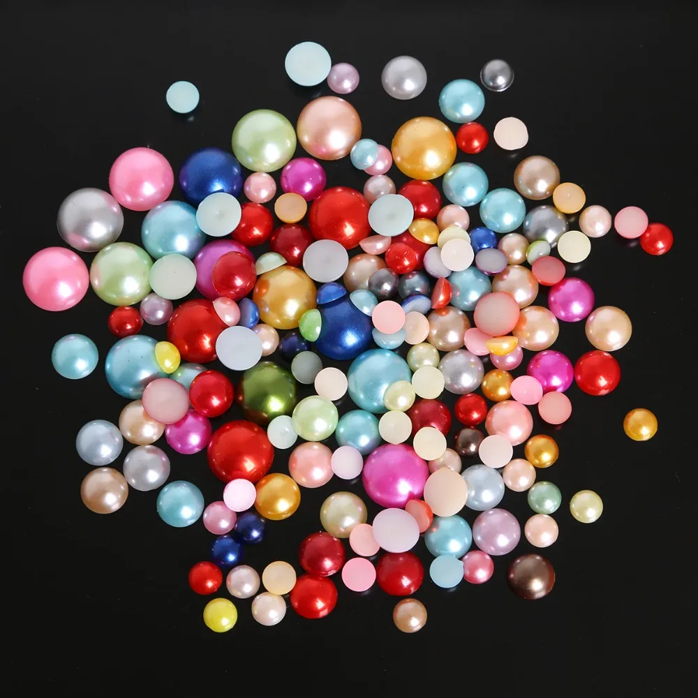 1,5/2/2,5/3/4/5/6/7/8/10/12/14 mm halbrunde Acryl-Imitationsperlen mit flacher Rückseite für die Schmuckherstellung/Nagelkunst/Telefondekoration – Detail 7