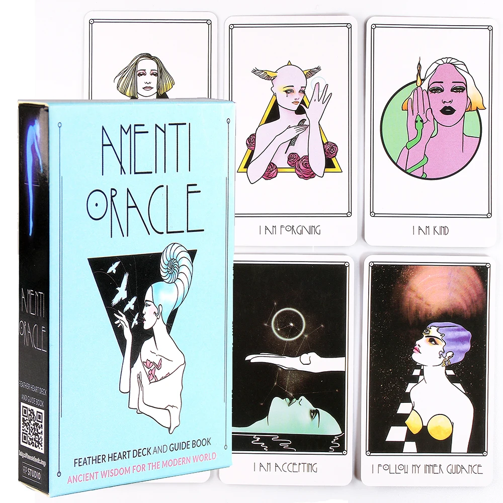 Amenti Oracle Cards Feather Heart Deck and Guide Book Ancient Wisdom for the Modern World Tarot for Beginners Set Divination