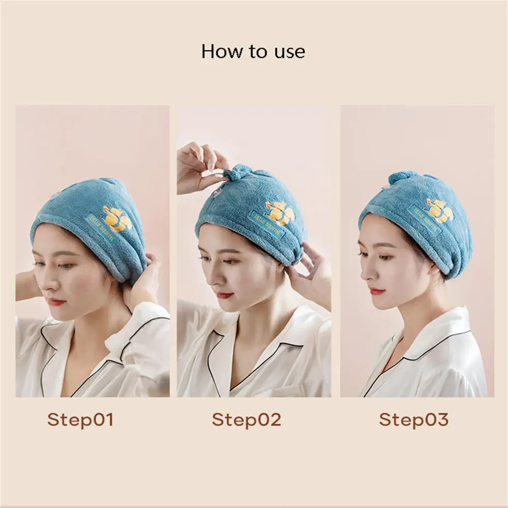 Women Girl\'s Hair Drying Hat Quick-dry Hair Towel Cap Hat Bath Hat Microfiber Solid Towel Cap Super Absorption Turban Hair Cap