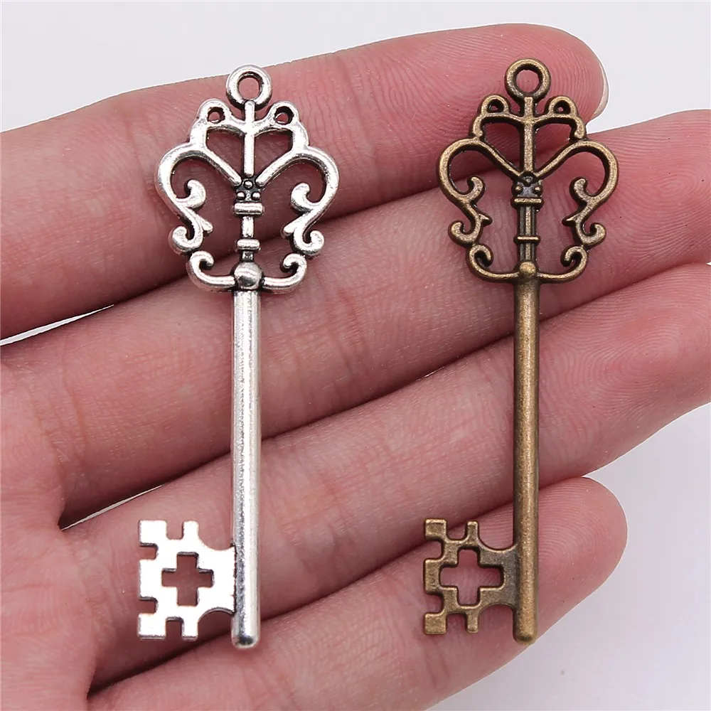 

50pcs Antique Bronze Silver Color Key Pendant Charm Handmade Decoration Key Charm For DIY Jewelry Making