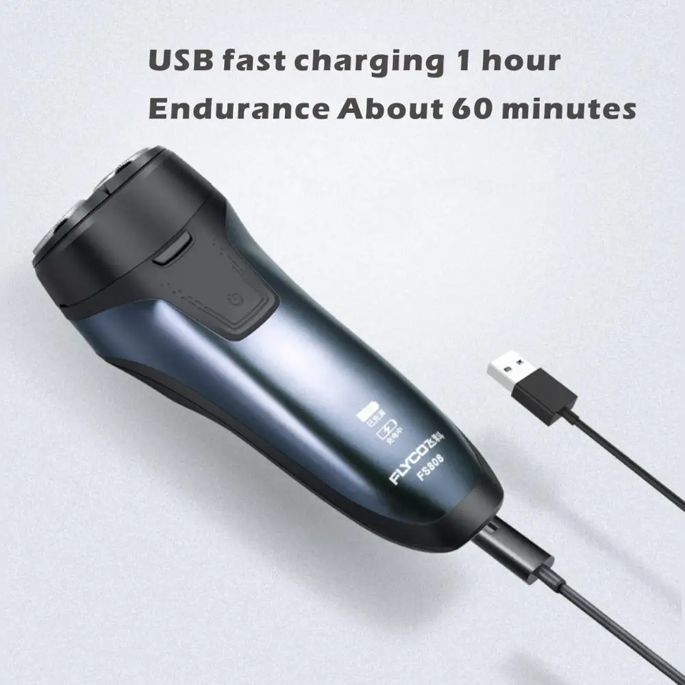 ماكينة حلاقة كهربائية للرجال اللحية الشعر المتقلب ثلاثية الأبعاد رئيس الجافة الرطب آلة الحلاقة قابل للغسل شفرة مزدوجة USB قابلة للشحن