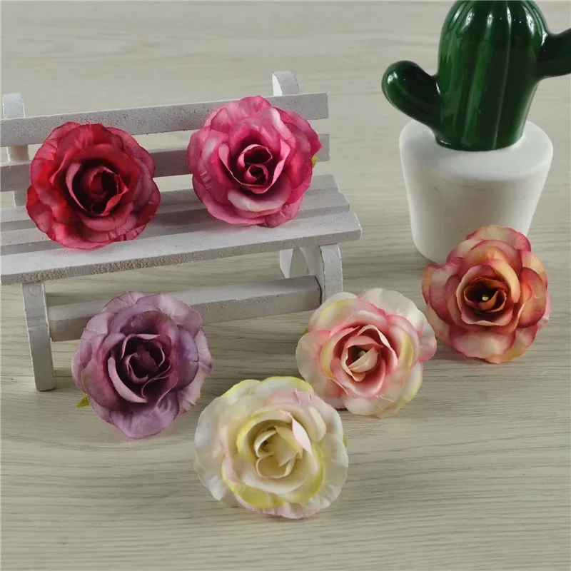 

5Pcs Simulation Small Rose Artificial Flower Head DIY Floral Garland Wedding Decoration Flower Wall Backdrops Silk Flowers Roses