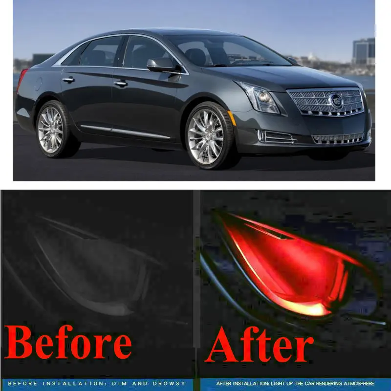 

4pc CF style stickers on cars interior inside door handle atmosphere lamp for Cadillac ATS CT6 CTS ELR Escalade SRX XTS ct4 ct5