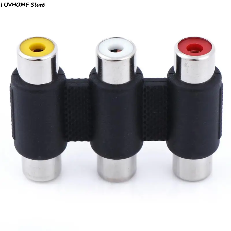 Multi-Functionele Audio Video Connector 3 Rca Av Coupler Mini 3RCA Vrouwelijke Aan Vrouwelijke Adapter Socket Extension Converter