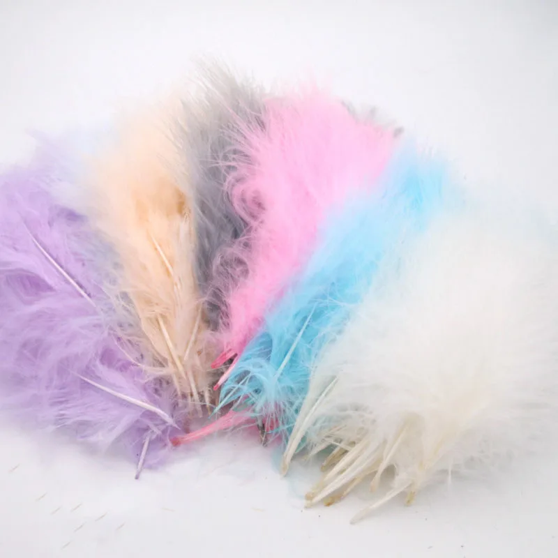 50 PCS 4-6 Inches 10-15CM Turkey Marabou Feathers Fluffy Wedding Dress DIY Jewelry Decoration decorative Accessories Feathers