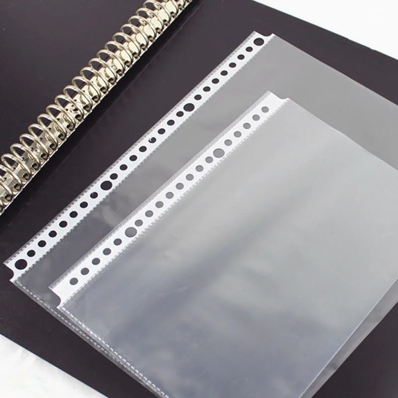 50pcs B5 Transparent Plastic Clip File Folder Inner Page Sheet 5C Thickness Folder Bag 26Holes Loose Leaf Documents Protectors