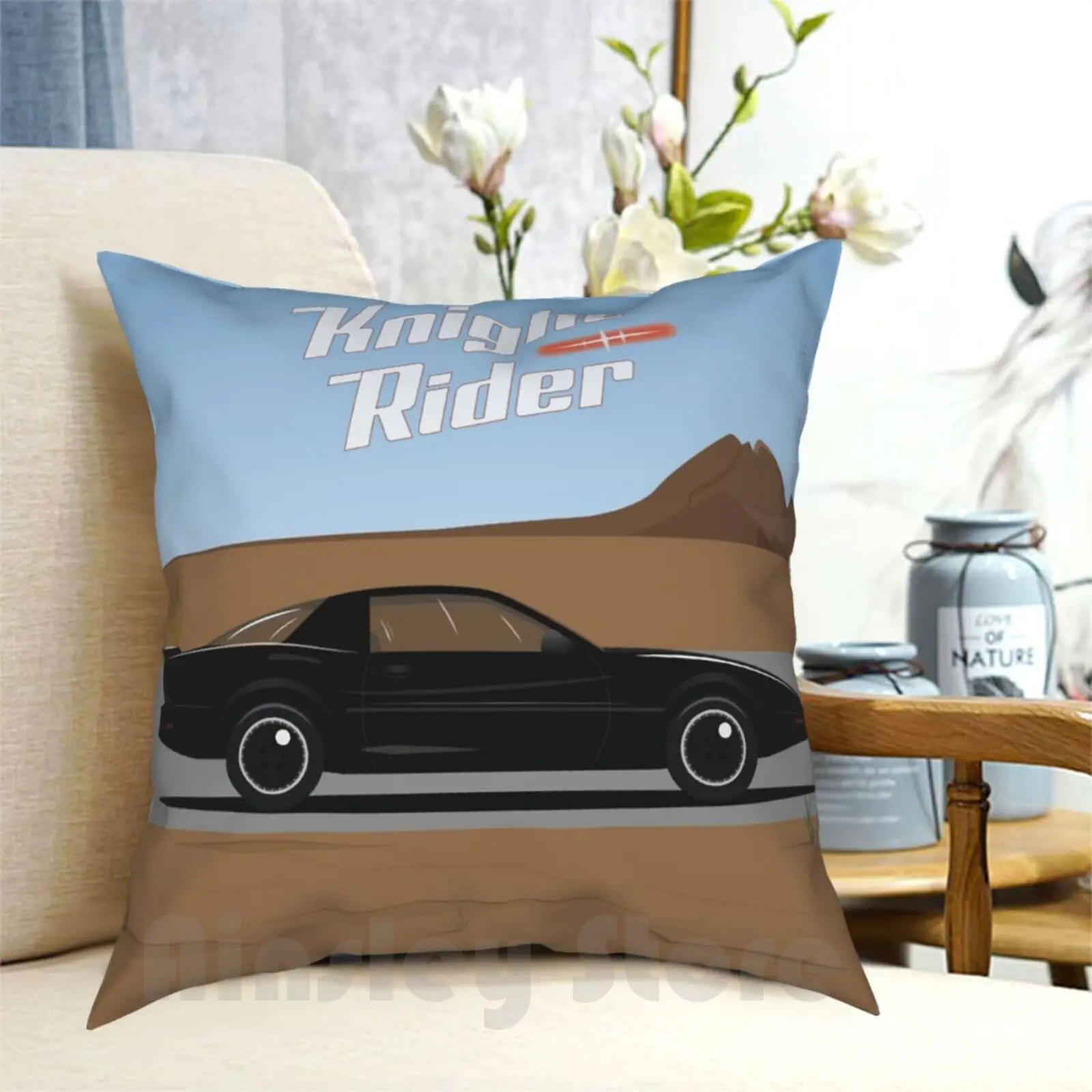 Knight Rider Illustration Poster Pillow Case Printed Home Soft Throw Pillow Knight Rider Kitt Car Cars Simple Minimal