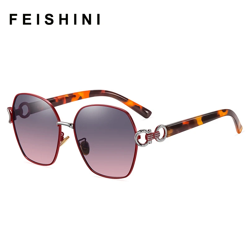 

Feishini Metal Retro Pattern Brand Design Driving Goggle Women Steampunk Protection Anti-Reflect Sunglasses Men Polarized Luxury