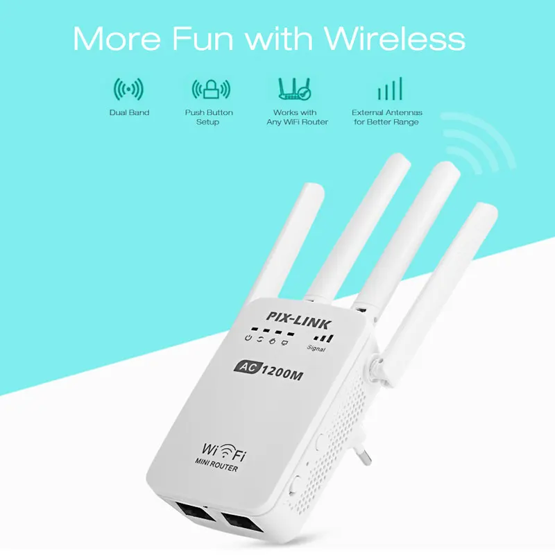 5G WiFi Repeater Amplifier Home Wi-fi Signal Booster 1200Mbps WPS Router Wi Fi Long Range Extender Wireless Internet Amplifier