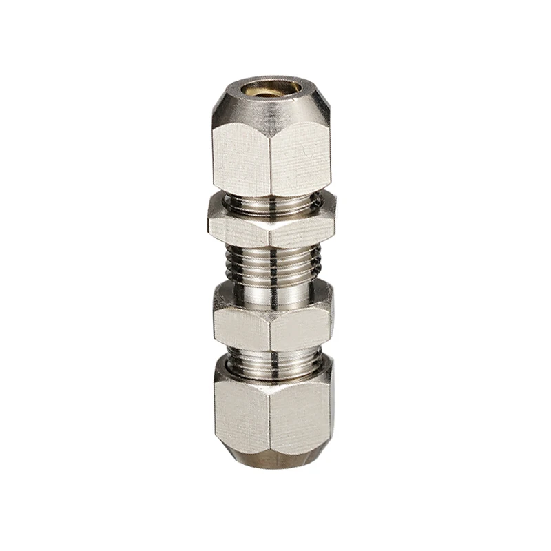 Conector de compressão 2-Way Brass Pipe Fitting, adaptador de virola, 6mm, 8mm, 10mm, 12mm