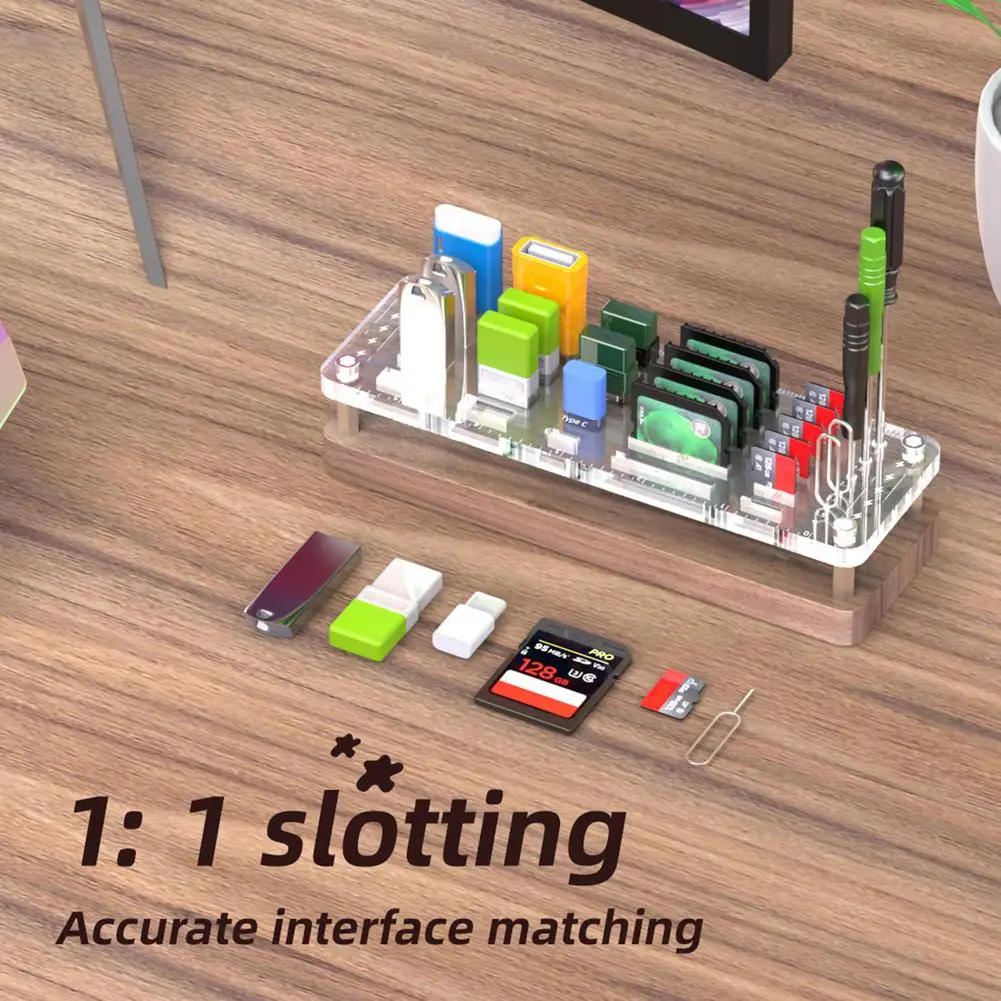 Suporte de armazenamento de cartão de memória de mesa de madeira organizador suporte 29 slots para cf/sd/microsd/sdhc/ms acessórios do jogo caixa de cartão de memória